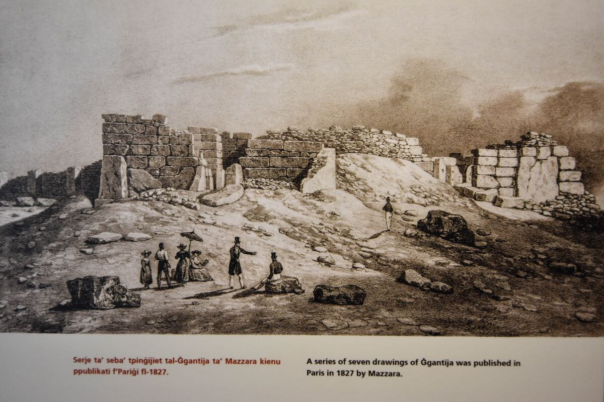 Ggantija Temples - 19th centrury drawing by Mazzara