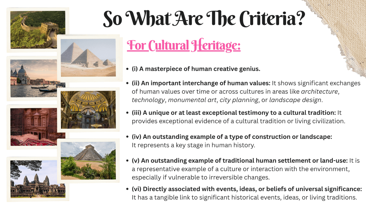 What are UNESCO World Heritage sites - cultural criteria