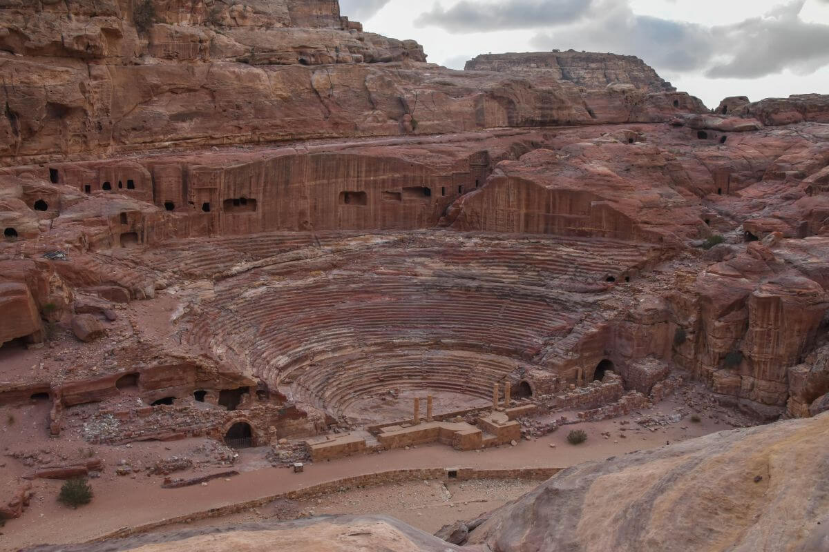 Petra facts - Petra is home to a theatre carved into the mountain