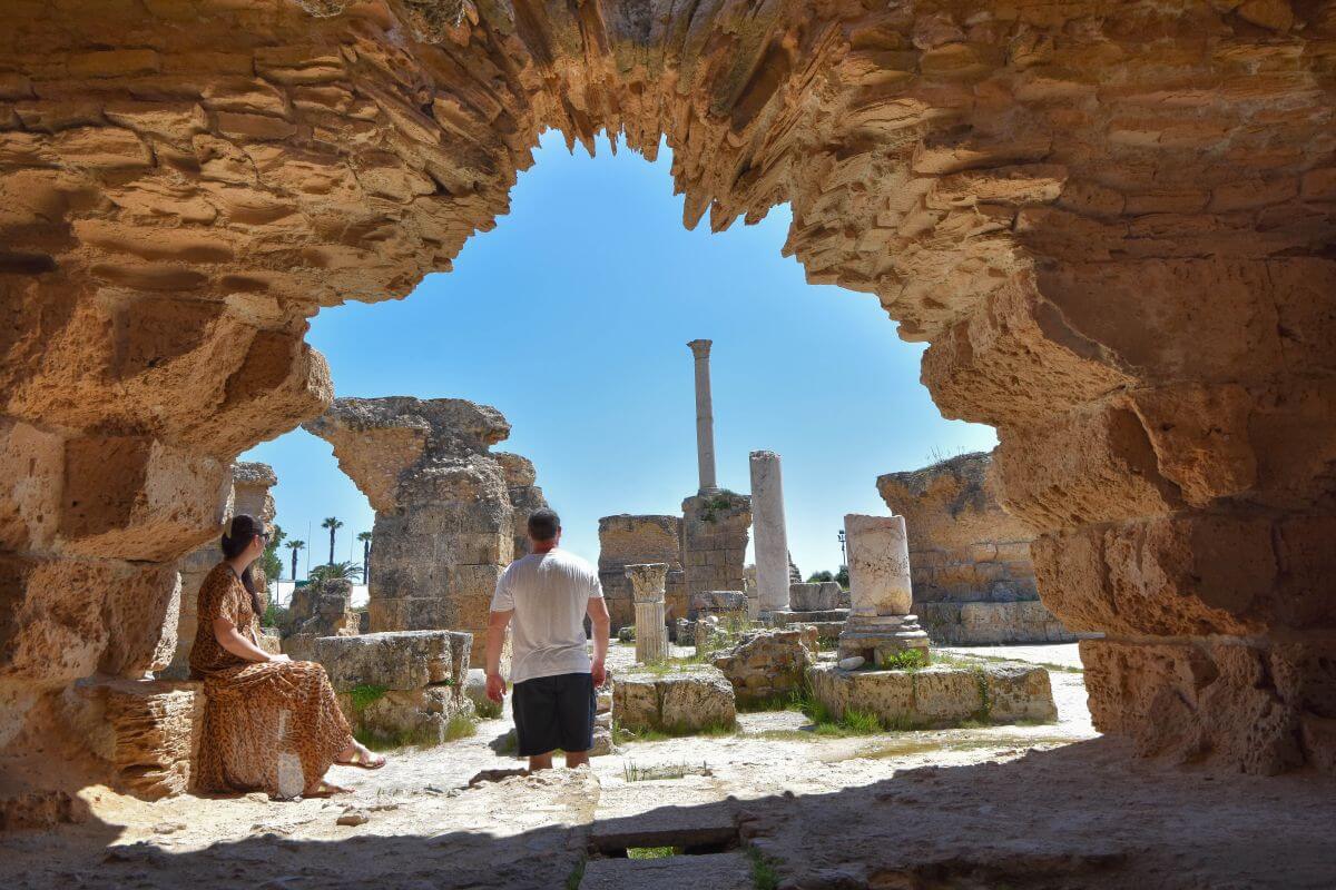 Travel Done Clever - Martina and Andrej exploring the Carthage ruins Tunisia