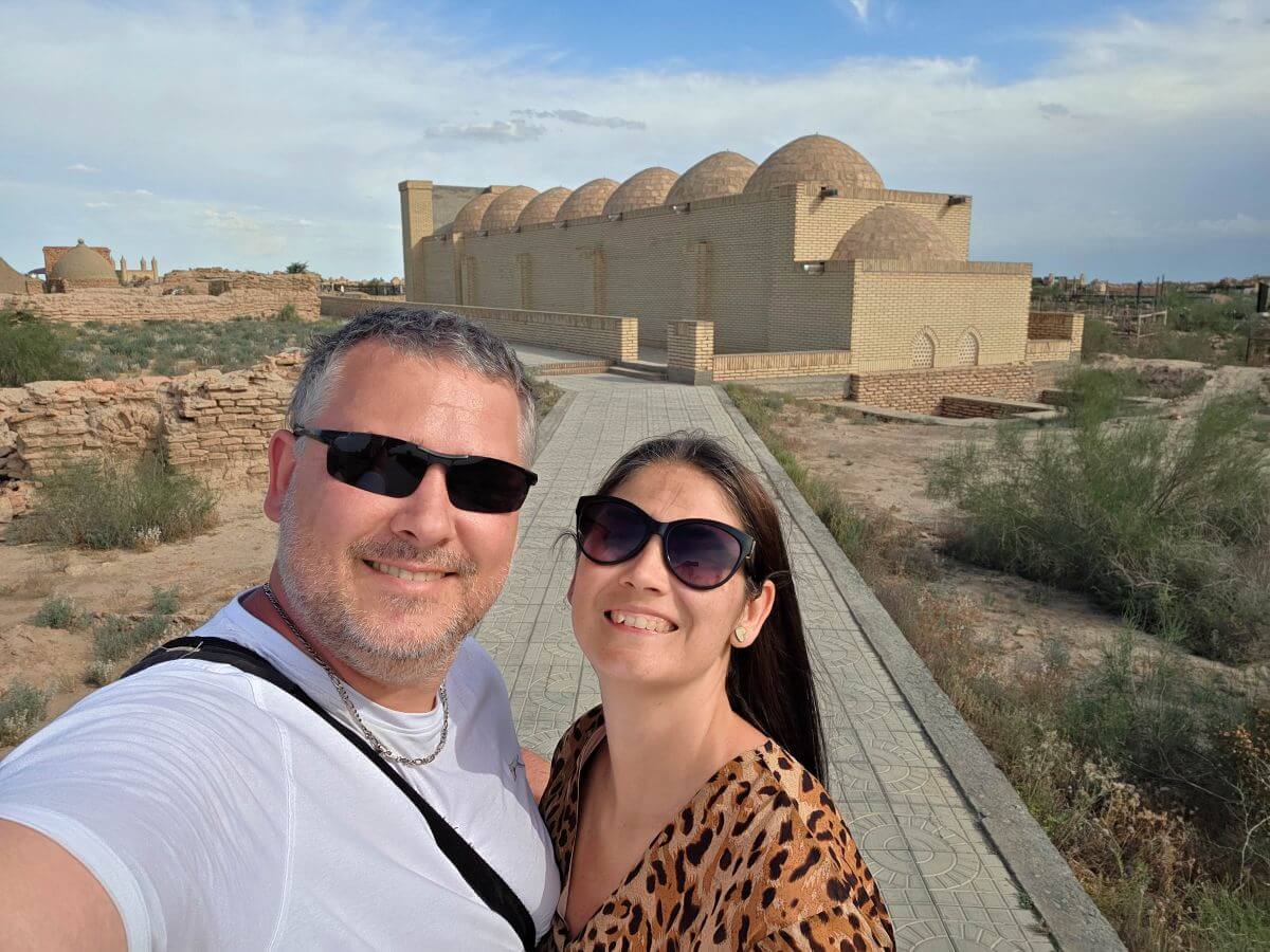 Travel Done Clever - Martina and Andrej exploring the Mizdakhan Necropolis, Uzbekistan
